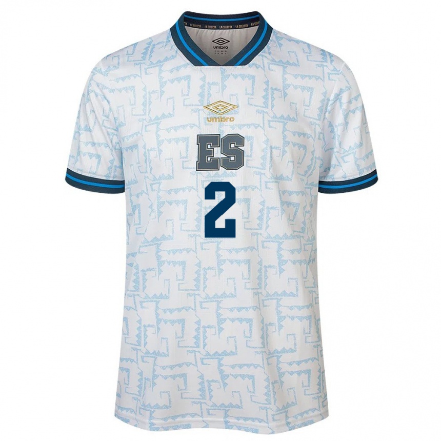 Kinder Fußball El Salvador Melvin Cruz #2 Weiß Auswärtstrikot Trikot 24-26 T-Shirt Luxemburg