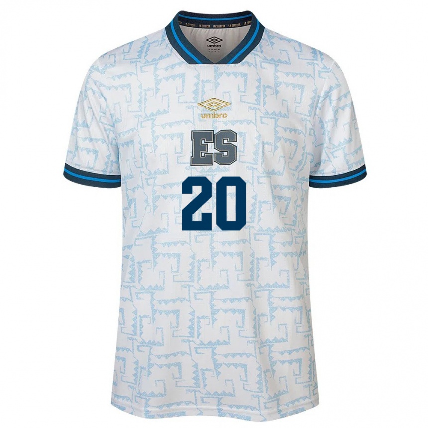 Kinder Fußball El Salvador Jorge Cruz #20 Weiß Auswärtstrikot Trikot 24-26 T-Shirt Luxemburg