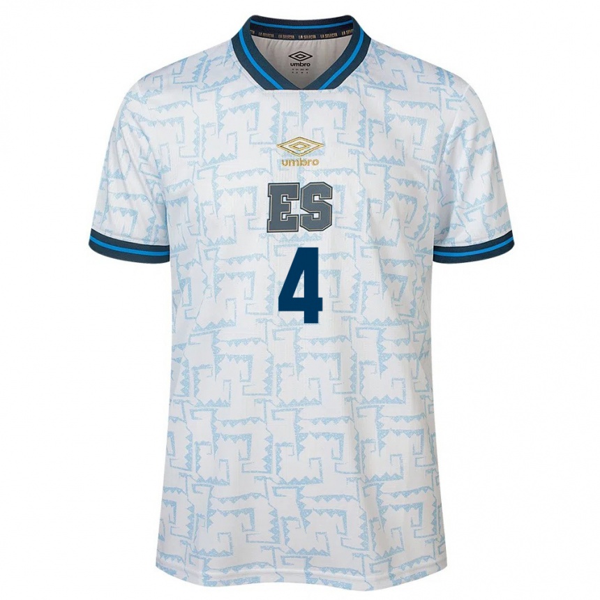 Kinder Fußball El Salvador Néstor Somoza #4 Weiß Auswärtstrikot Trikot 24-26 T-Shirt Luxemburg