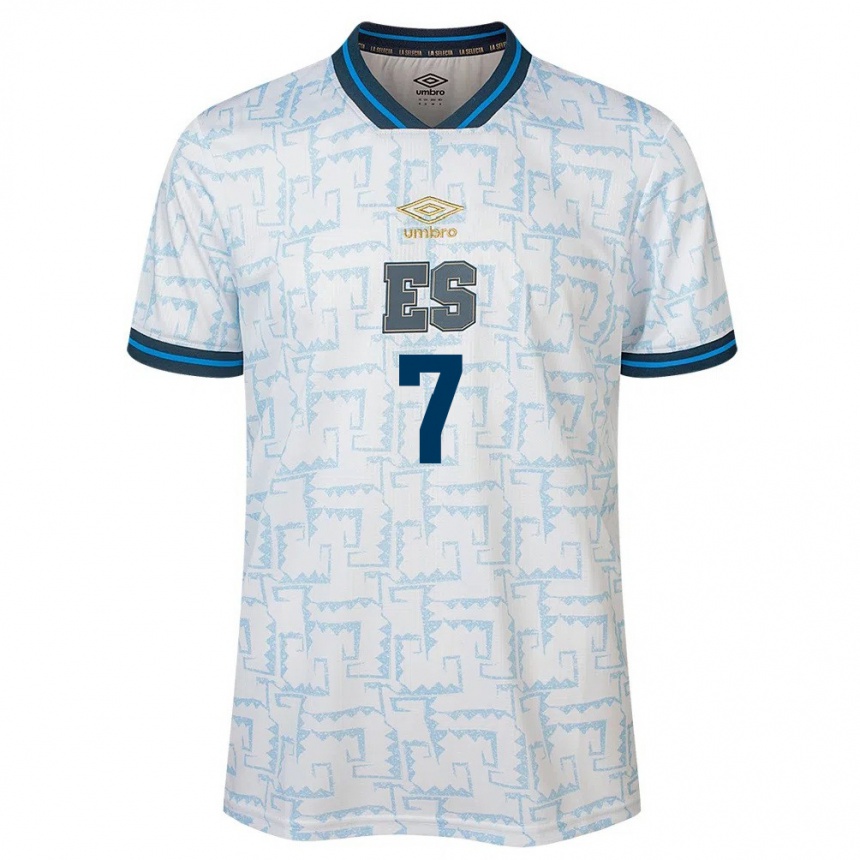 Kinder Fußball El Salvador Jefferson Valladares #7 Weiß Auswärtstrikot Trikot 24-26 T-Shirt Luxemburg