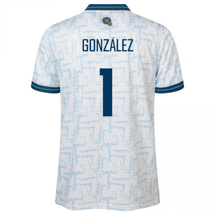 Kinder Fußball El Salvador Mario González #1 Weiß Auswärtstrikot Trikot 24-26 T-Shirt Luxemburg