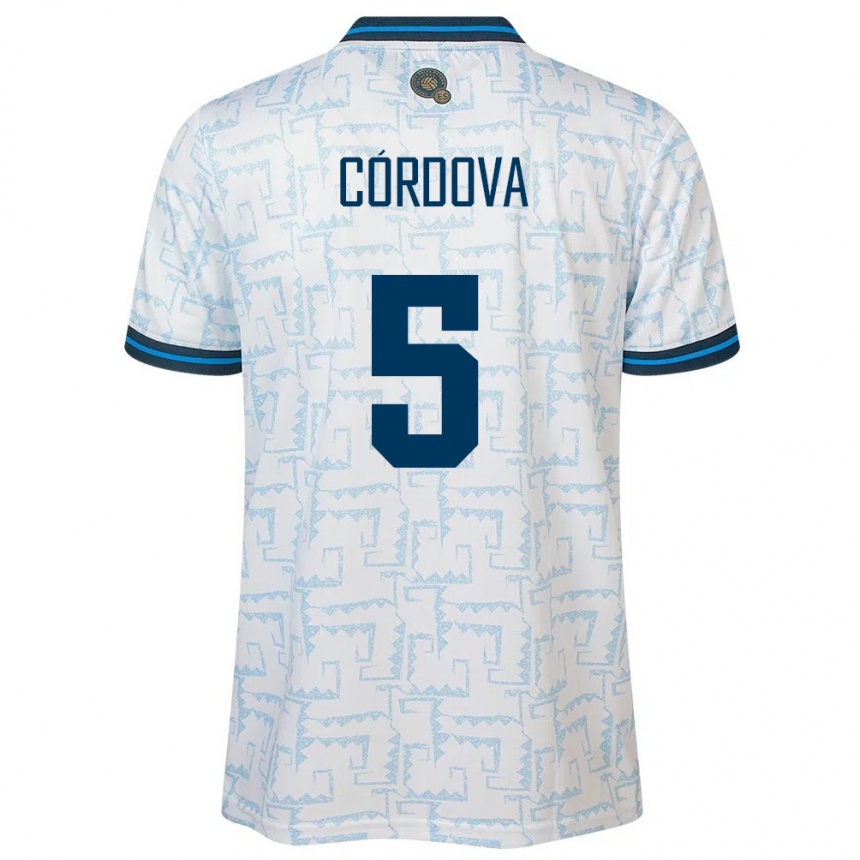 Kinder Fußball El Salvador Edwin Córdova #5 Weiß Auswärtstrikot Trikot 24-26 T-Shirt Luxemburg