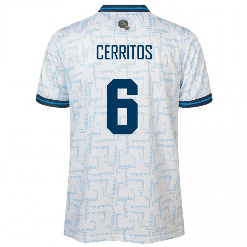 Kinder Fußball El Salvador Mauricio Cerritos #6 Weiß Auswärtstrikot Trikot 24-26 T-Shirt Luxemburg