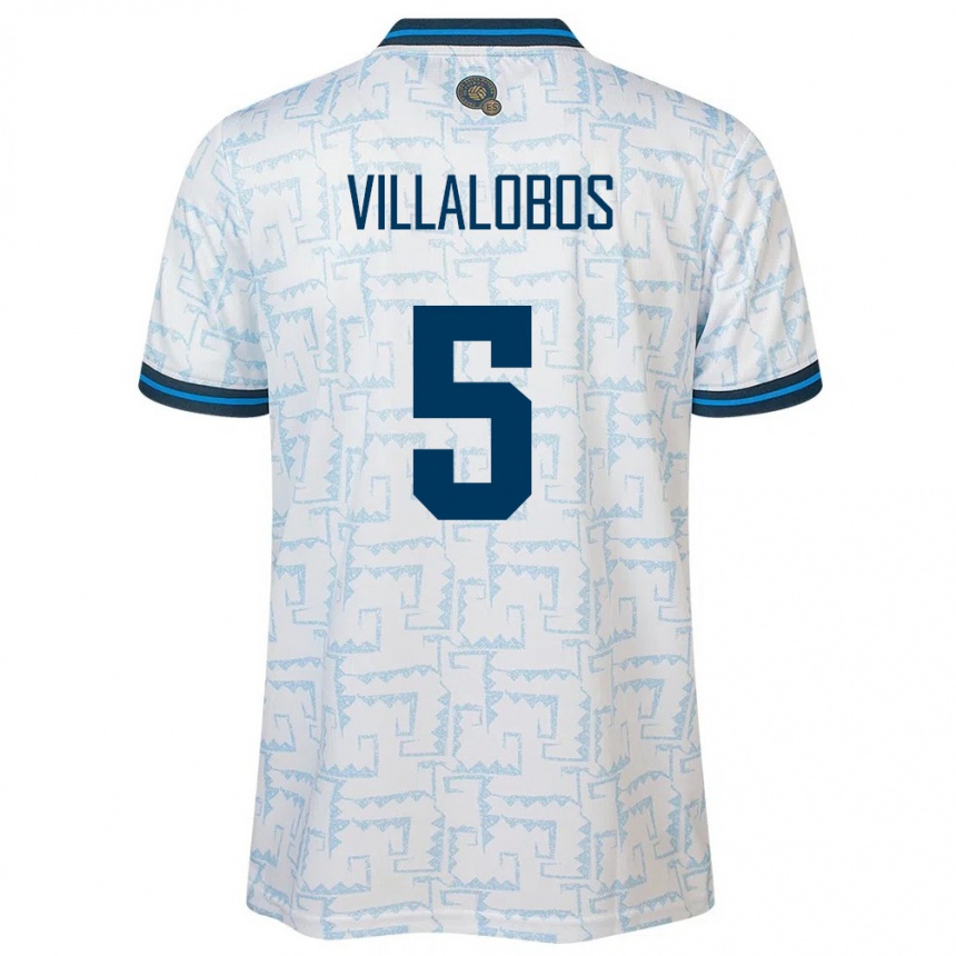 Kinder Fußball El Salvador Kristian Villalobos #5 Weiß Auswärtstrikot Trikot 24-26 T-Shirt Luxemburg