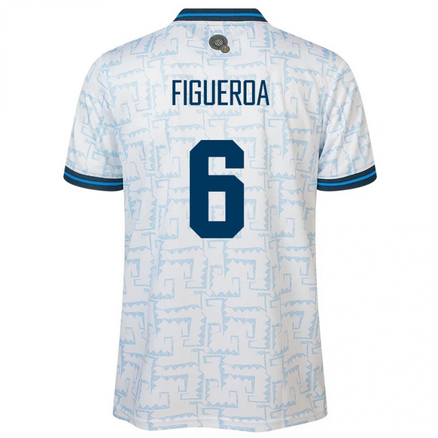 Kinder Fußball El Salvador Elder Figueroa #6 Weiß Auswärtstrikot Trikot 24-26 T-Shirt Luxemburg