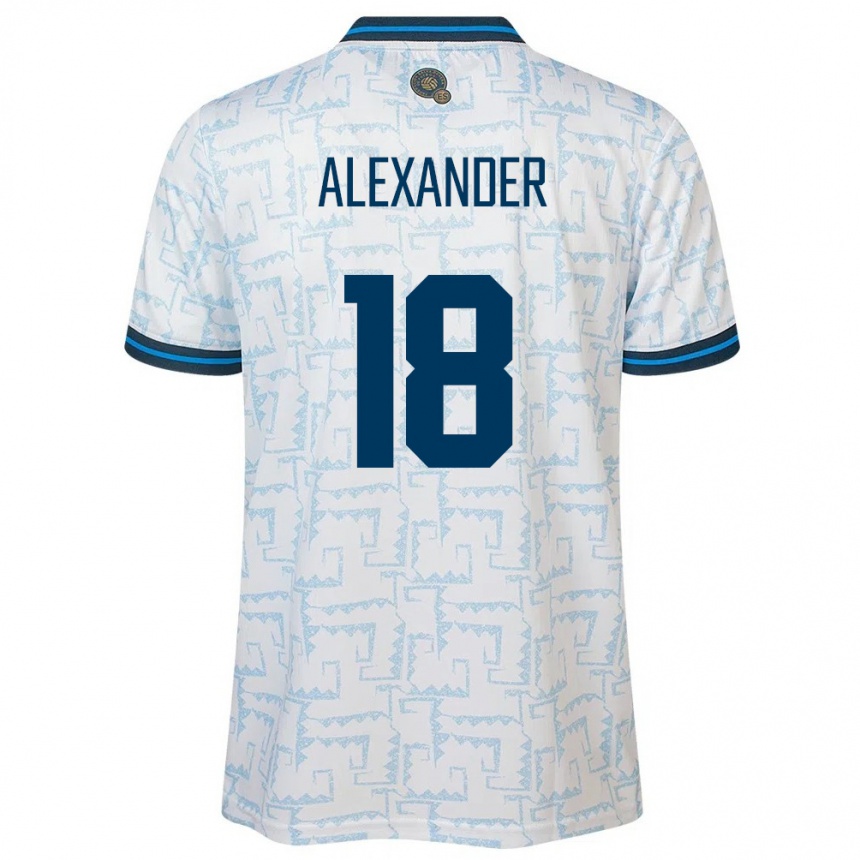 Kinder Fußball El Salvador Alexander Aguilar #18 Weiß Auswärtstrikot Trikot 24-26 T-Shirt Luxemburg