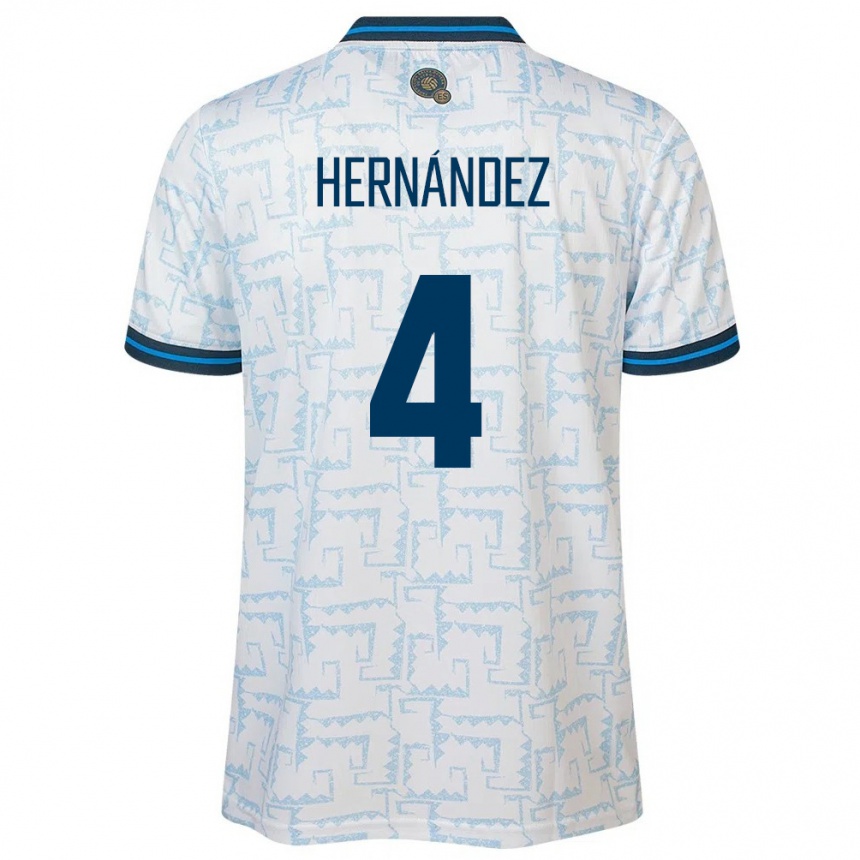 Kinder Fußball El Salvador Elaily Hernández #4 Weiß Auswärtstrikot Trikot 24-26 T-Shirt Luxemburg