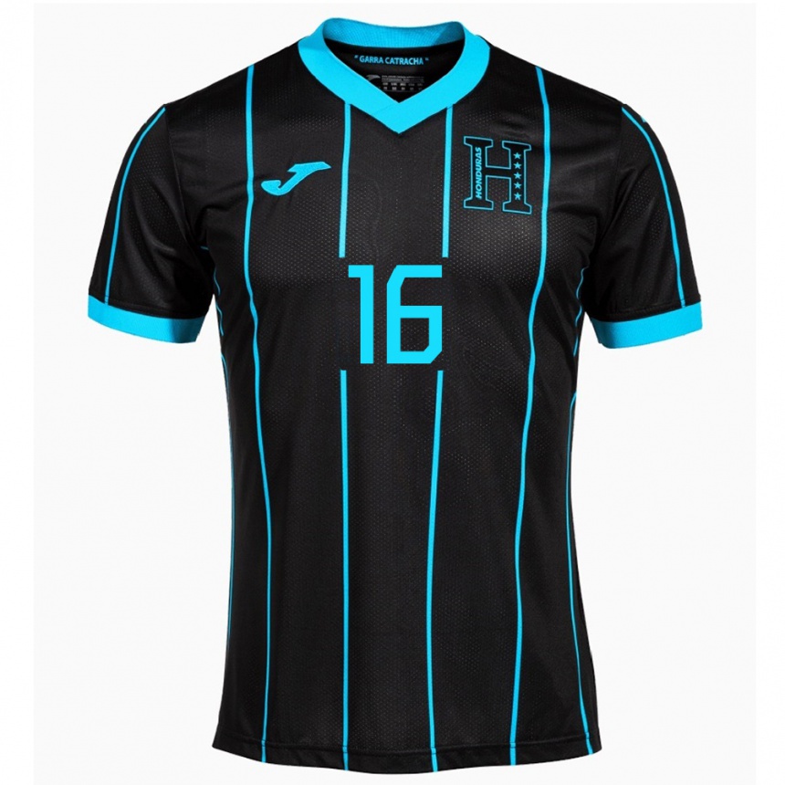 Kinder Fußball Honduras Jordan García #16 Schwarz Auswärtstrikot Trikot 24-26 T-Shirt Luxemburg