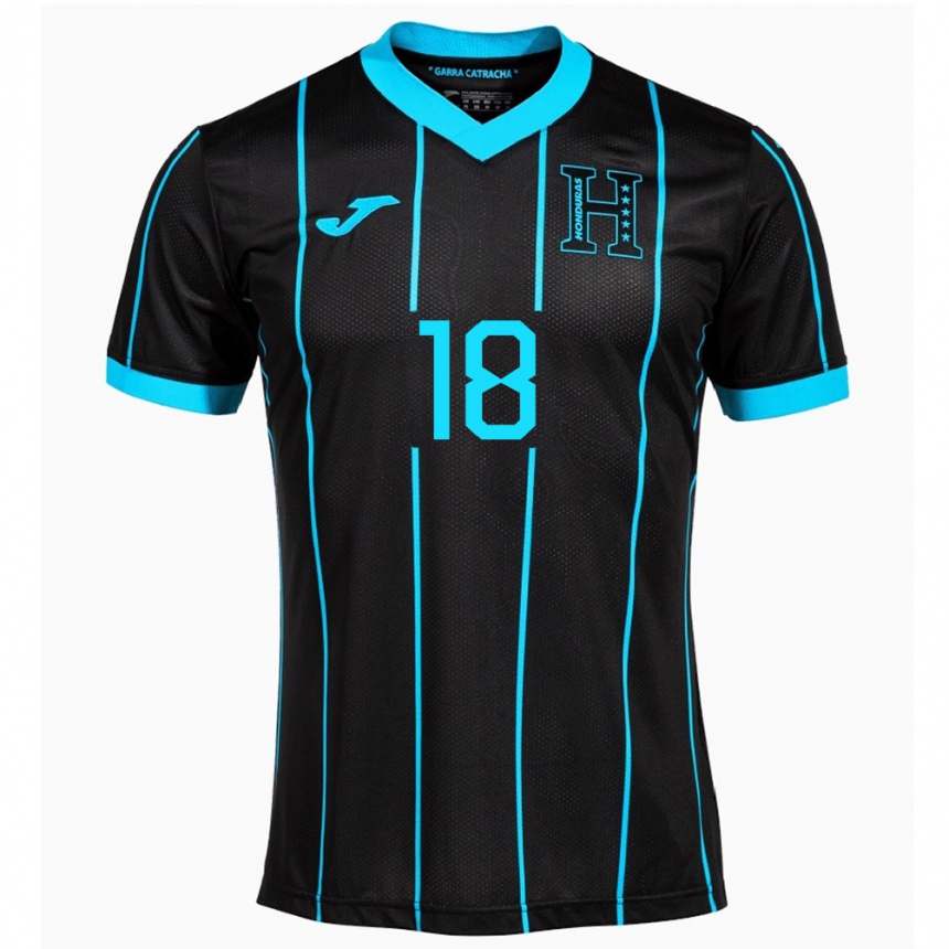 Kinder Fußball Honduras Johan Navas #18 Schwarz Auswärtstrikot Trikot 24-26 T-Shirt Luxemburg