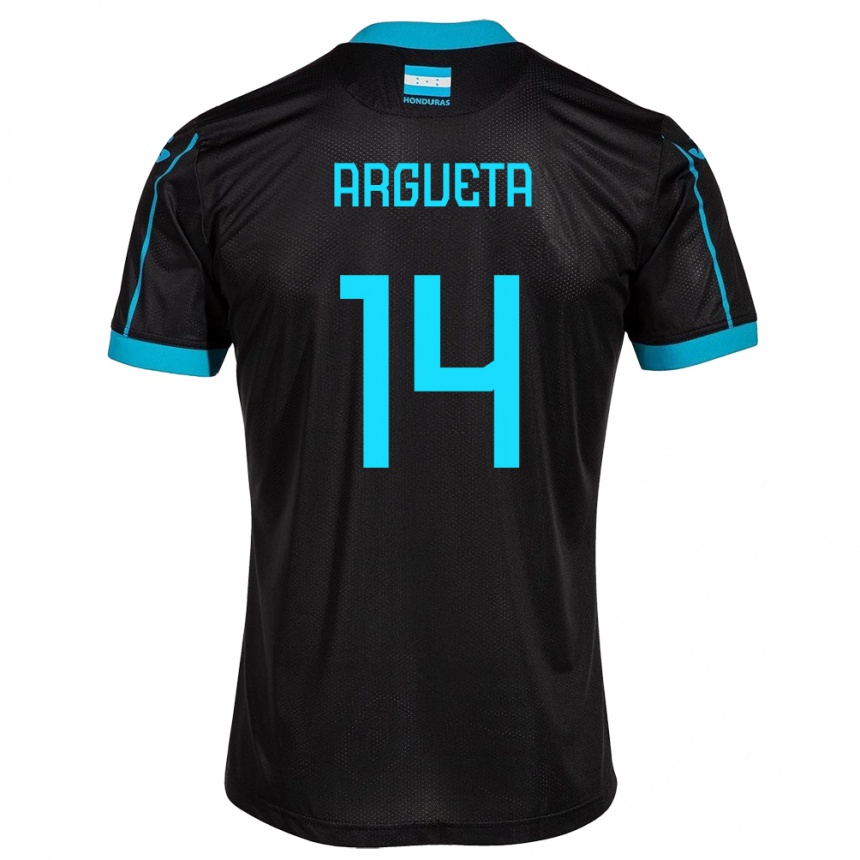 Kinder Fußball Honduras Carlos Argueta #14 Schwarz Auswärtstrikot Trikot 24-26 T-Shirt Luxemburg