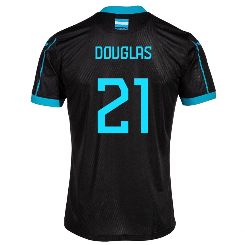 Kinder Fußball Honduras Douglas Martínez #21 Schwarz Auswärtstrikot Trikot 24-26 T-Shirt Luxemburg