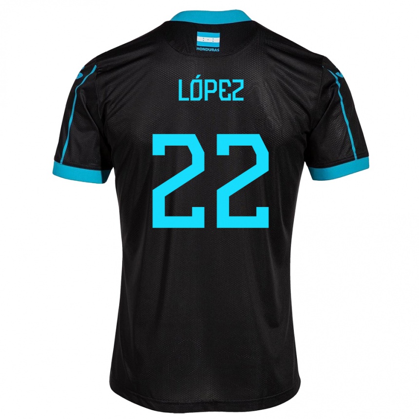 Kinder Fußball Honduras Luis López #22 Schwarz Auswärtstrikot Trikot 24-26 T-Shirt Luxemburg