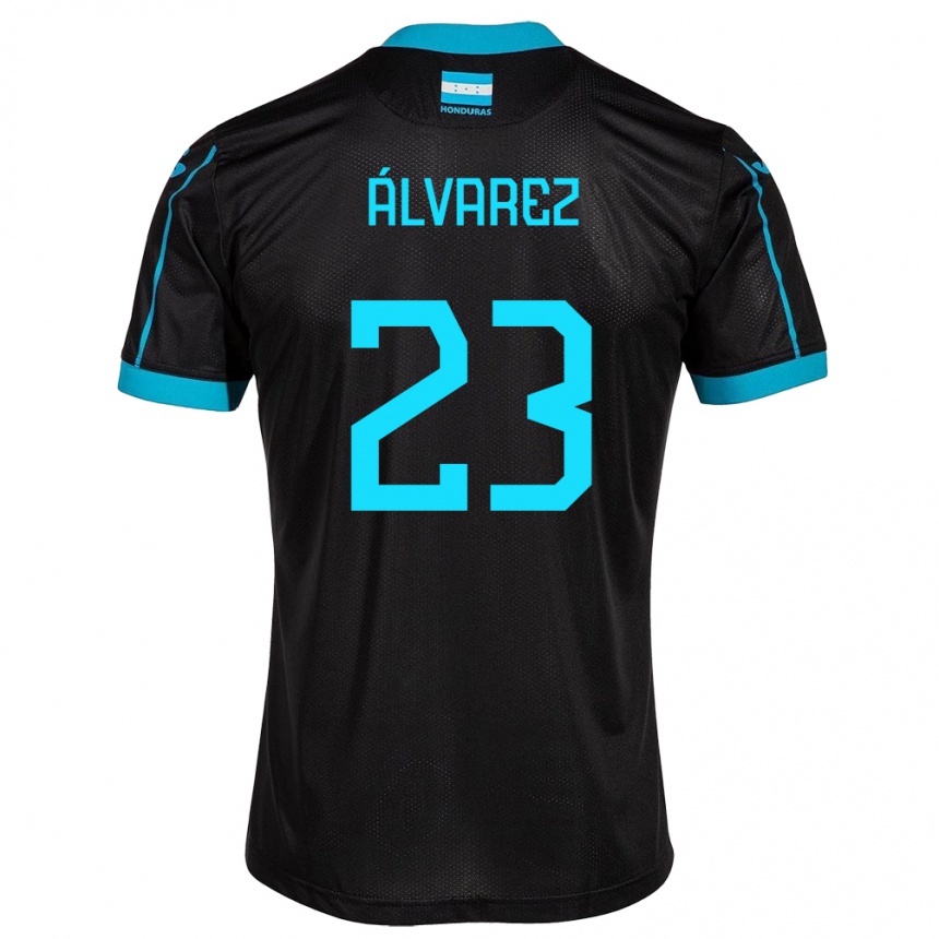 Kinder Fußball Honduras Jorge Álvarez #23 Schwarz Auswärtstrikot Trikot 24-26 T-Shirt Luxemburg