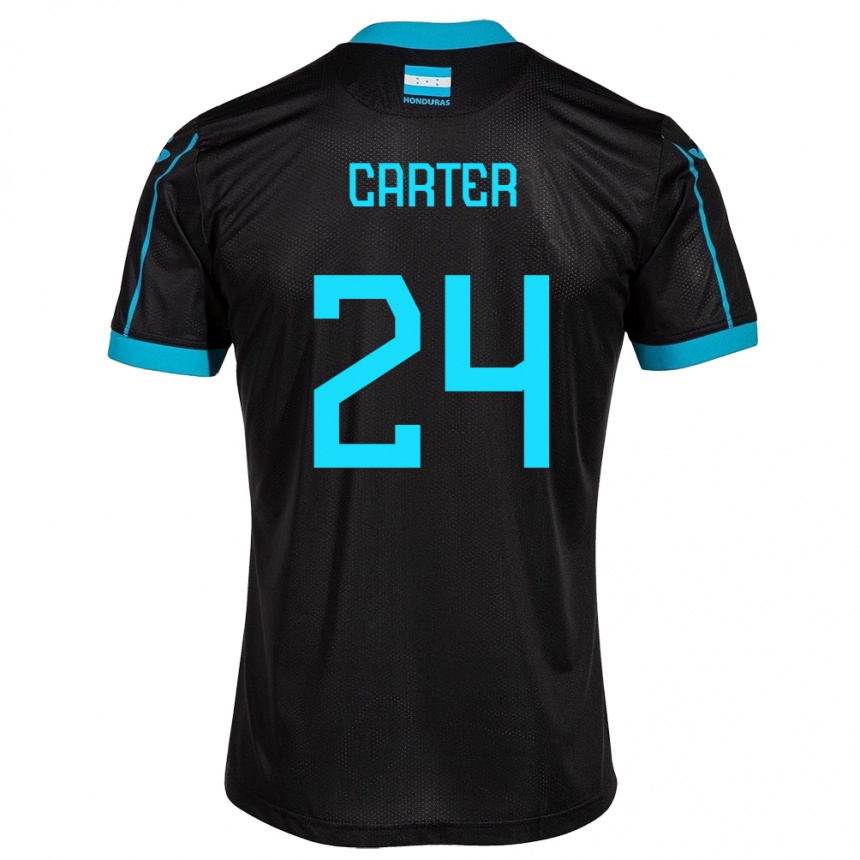 Kinder Fußball Honduras Daniel Carter #24 Schwarz Auswärtstrikot Trikot 24-26 T-Shirt Luxemburg