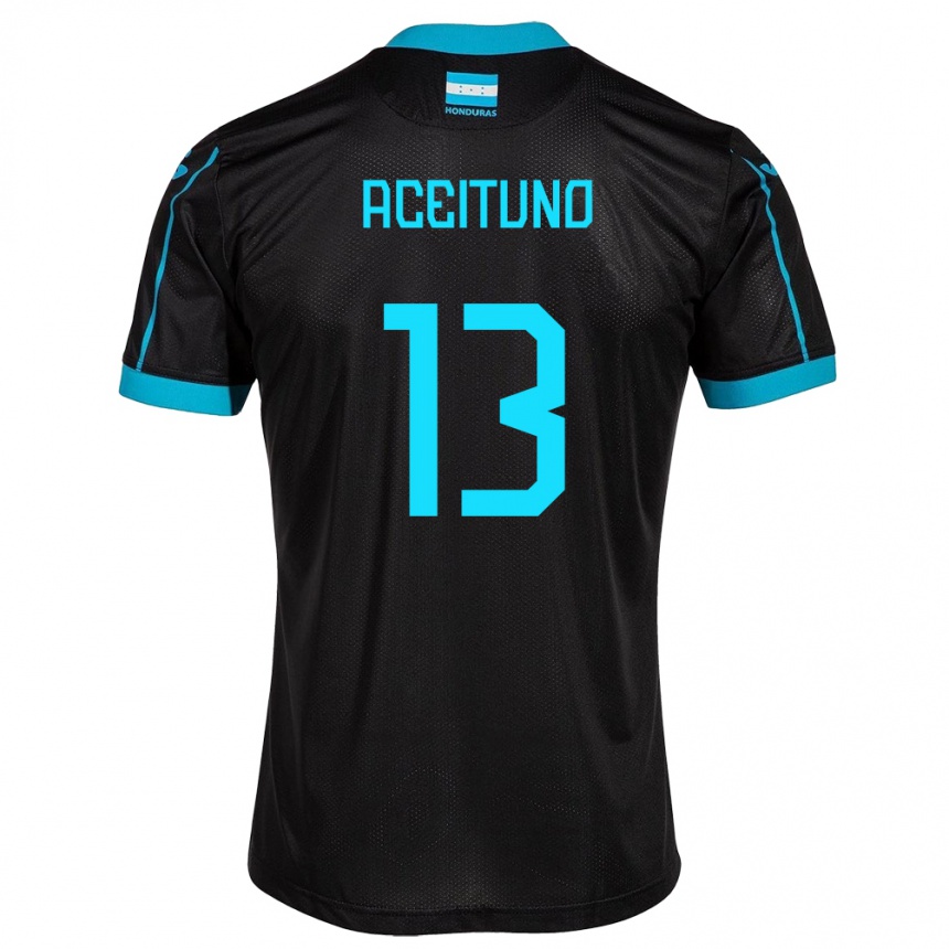 Kinder Fußball Honduras Marco Aceituno #13 Schwarz Auswärtstrikot Trikot 24-26 T-Shirt Luxemburg