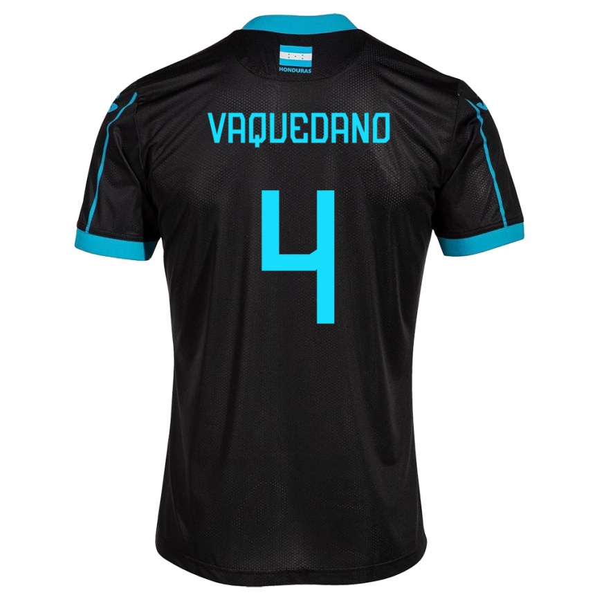 Kinder Fußball Honduras Brayan Vaquedano #4 Schwarz Auswärtstrikot Trikot 24-26 T-Shirt Luxemburg