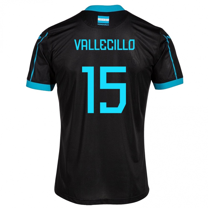 Kinder Fußball Honduras Eric Vallecillo #15 Schwarz Auswärtstrikot Trikot 24-26 T-Shirt Luxemburg