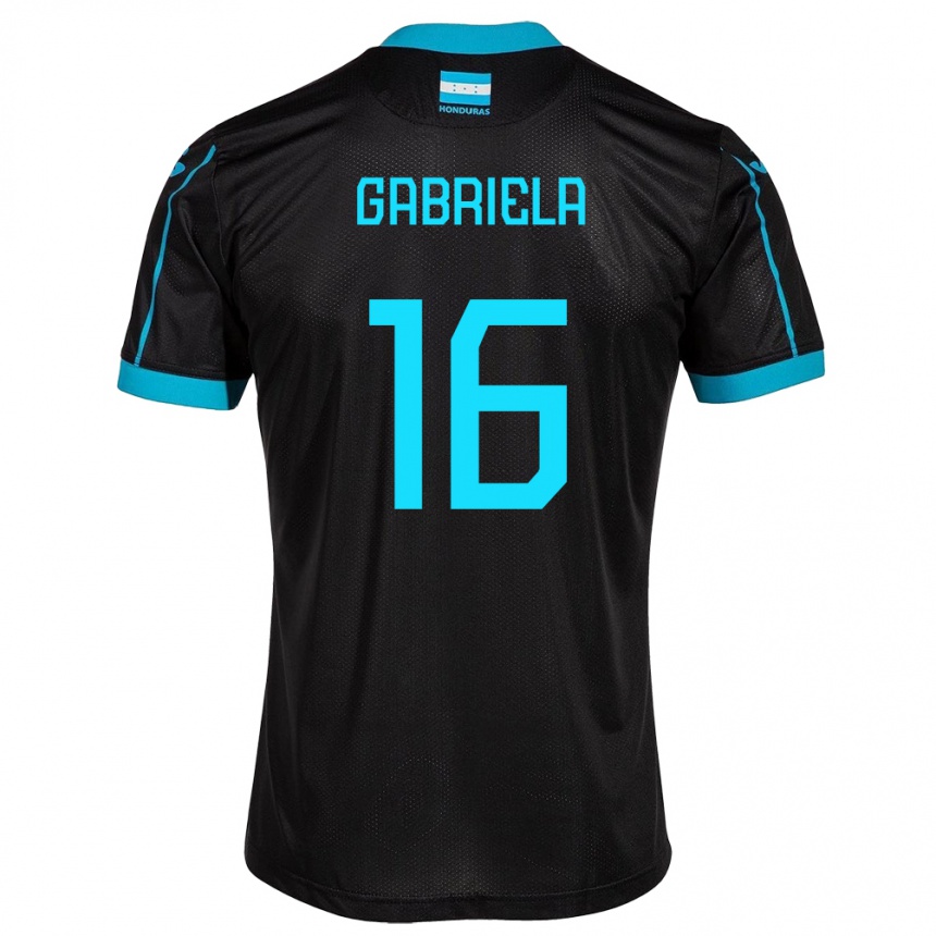 Kinder Fußball Honduras Gabriela García #16 Schwarz Auswärtstrikot Trikot 24-26 T-Shirt Luxemburg