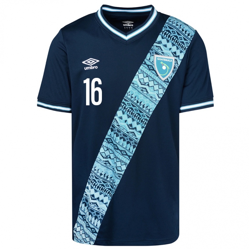 Kinder Fußball Guatemala Elvi Elington #16 Blau Auswärtstrikot Trikot 24-26 T-Shirt Luxemburg