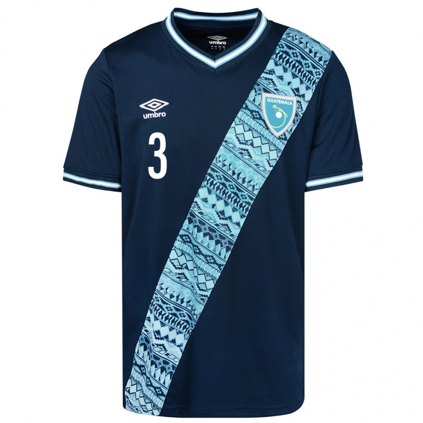 Kinder Fußball Guatemala Daniel Mérida #3 Blau Auswärtstrikot Trikot 24-26 T-Shirt Luxemburg