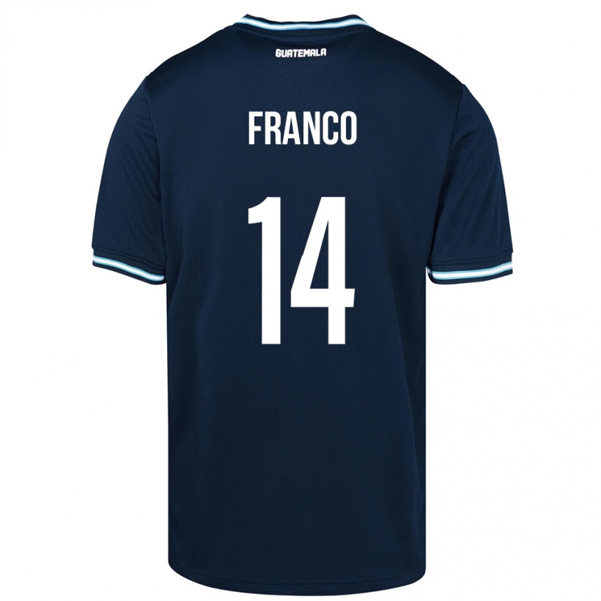 Kinder Fußball Guatemala Jonathan Franco #14 Blau Auswärtstrikot Trikot 24-26 T-Shirt Luxemburg