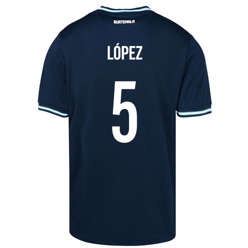 Kinder Fußball Guatemala Jeffery López #5 Blau Auswärtstrikot Trikot 24-26 T-Shirt Luxemburg