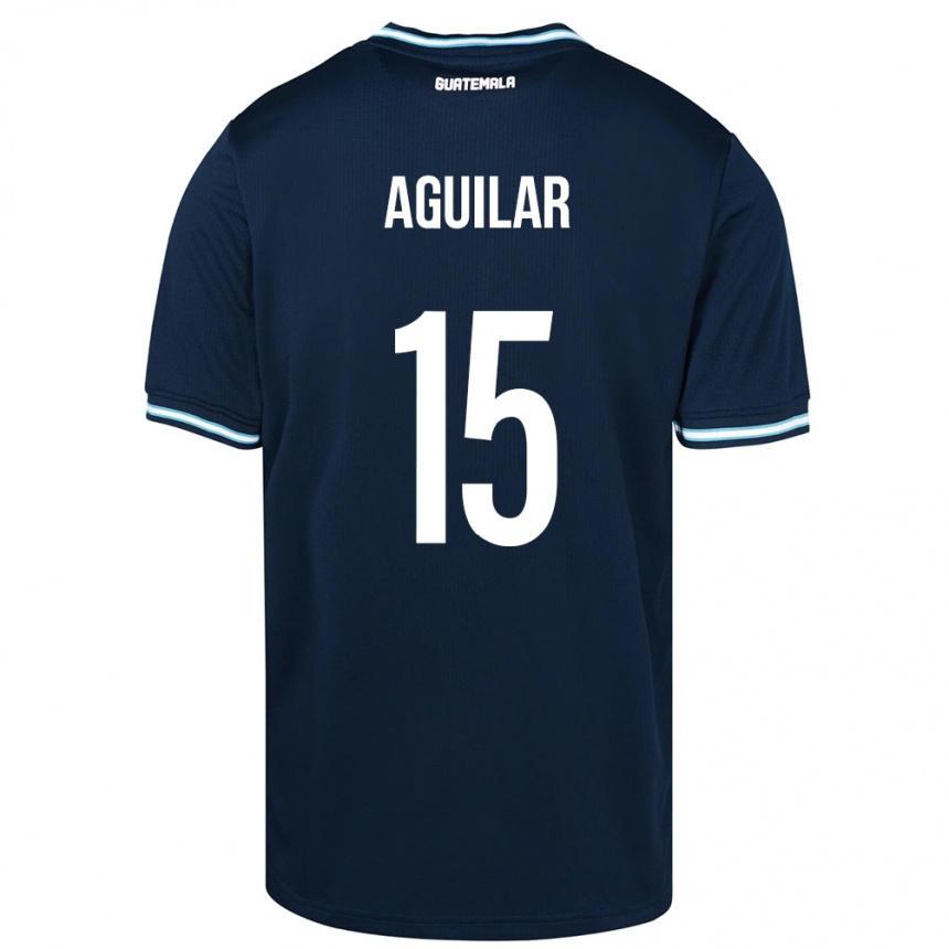 Kinder Fußball Guatemala Carlos Aguilar #15 Blau Auswärtstrikot Trikot 24-26 T-Shirt Luxemburg