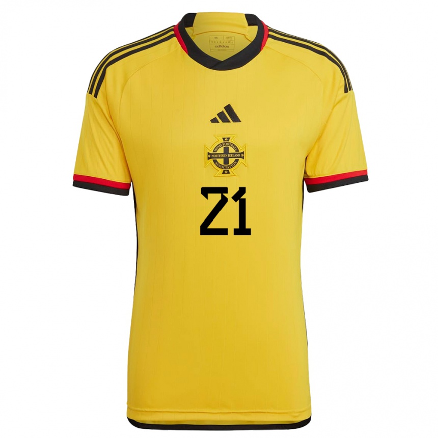 Kinder Fußball Nordirland Josh Magennis #21 Weiß Auswärtstrikot Trikot 24-26 T-Shirt Luxemburg