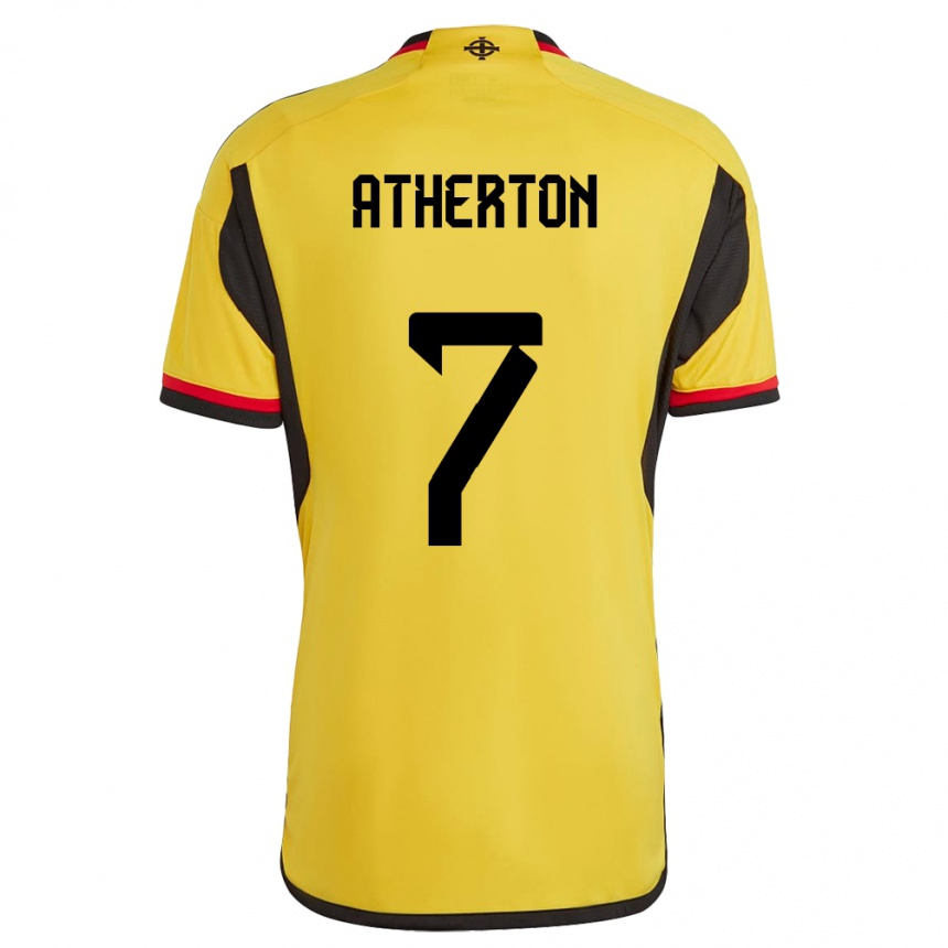 Kinder Fußball Nordirland Chris Atherton #7 Weiß Auswärtstrikot Trikot 24-26 T-Shirt Luxemburg