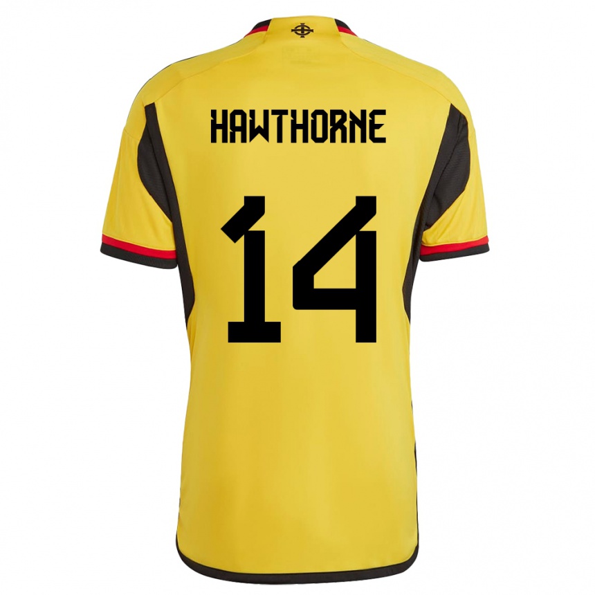 Kinder Fußball Nordirland Keevan Hawthorne #14 Weiß Auswärtstrikot Trikot 24-26 T-Shirt Luxemburg