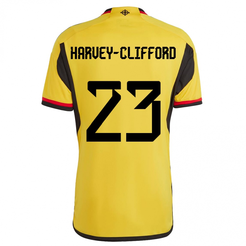 Kinder Fußball Nordirland Maddy Harvey-Clifford #23 Weiß Auswärtstrikot Trikot 24-26 T-Shirt Luxemburg