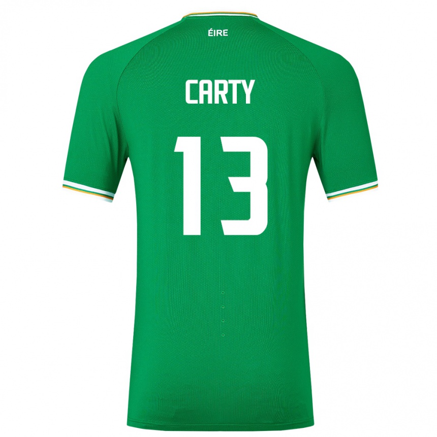 Herren Fußball Irische Conor Carty #13 Grün Heimtrikot Trikot 24-26 T-Shirt Luxemburg