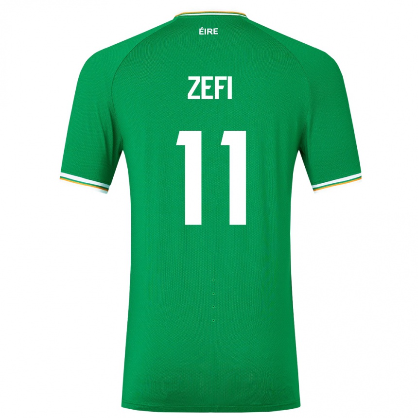 Herren Fußball Irische Kevin Zefi #11 Grün Heimtrikot Trikot 24-26 T-Shirt Luxemburg