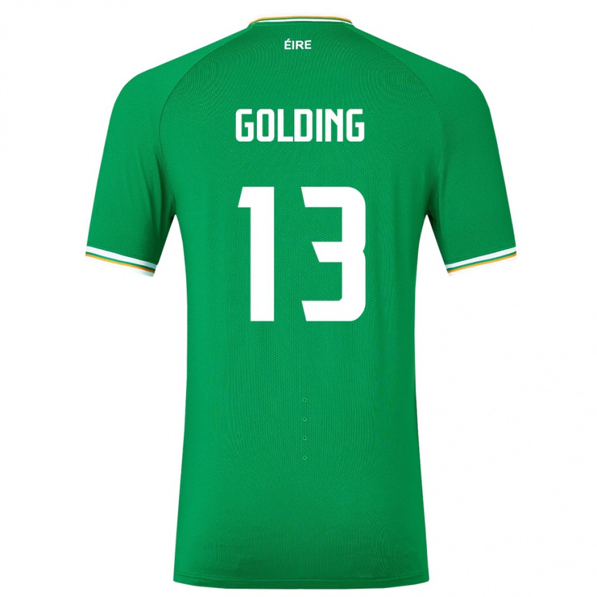 Herren Fußball Irische James Golding #13 Grün Heimtrikot Trikot 24-26 T-Shirt Luxemburg