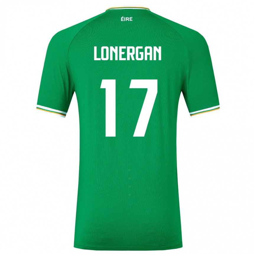 Herren Fußball Irische Tom Lonergan #17 Grün Heimtrikot Trikot 24-26 T-Shirt Luxemburg