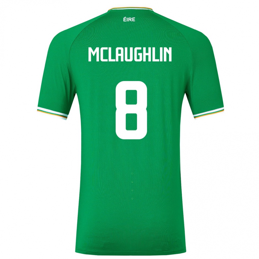 Herren Fußball Irische Roma Mclaughlin #8 Grün Heimtrikot Trikot 24-26 T-Shirt Luxemburg