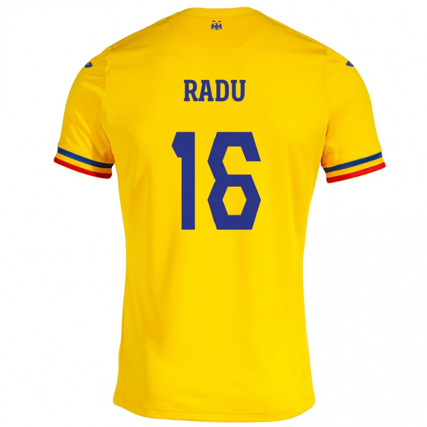 Herren Fußball Rumänische Andrei Radu #16 Gelb Heimtrikot Trikot 24-26 T-Shirt Luxemburg