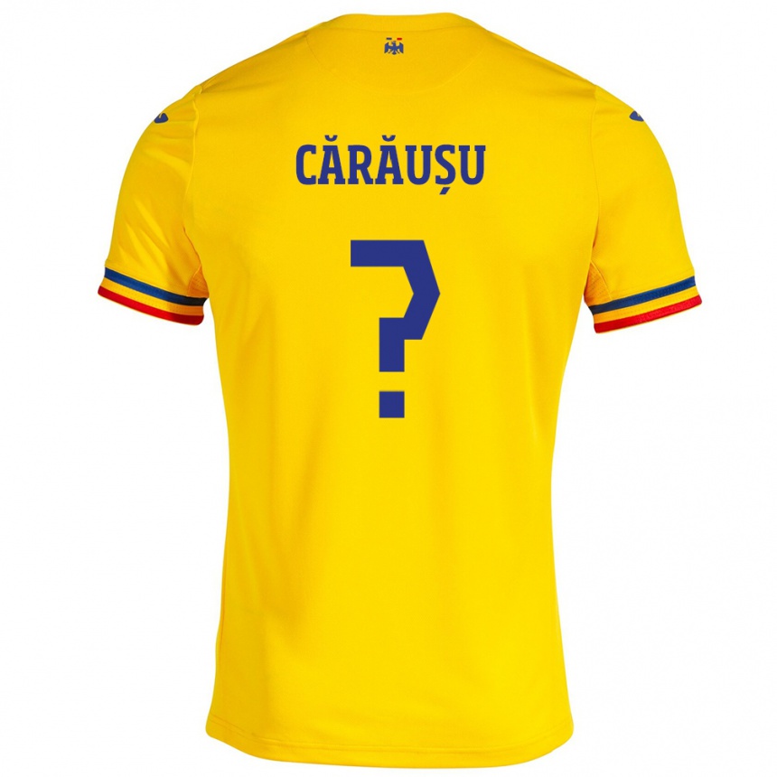 Herren Fußball Rumänische Codrin Cărăușu #0 Gelb Heimtrikot Trikot 24-26 T-Shirt Luxemburg