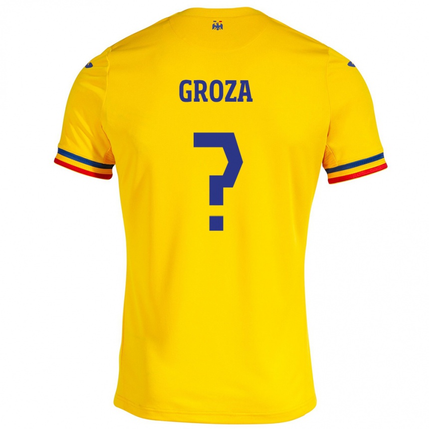 Herren Fußball Rumänische Darius Groza #0 Gelb Heimtrikot Trikot 24-26 T-Shirt Luxemburg