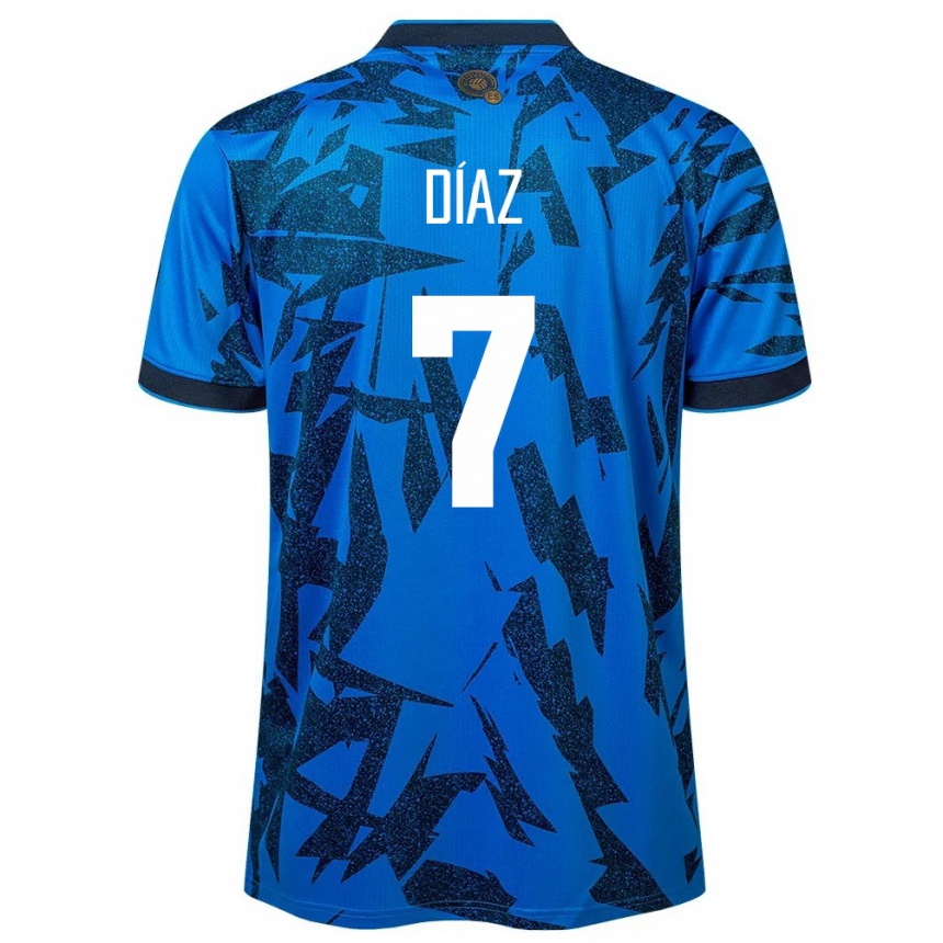 Herren Fußball El Salvador Nelson Díaz #7 Blau Heimtrikot Trikot 24-26 T-Shirt Luxemburg