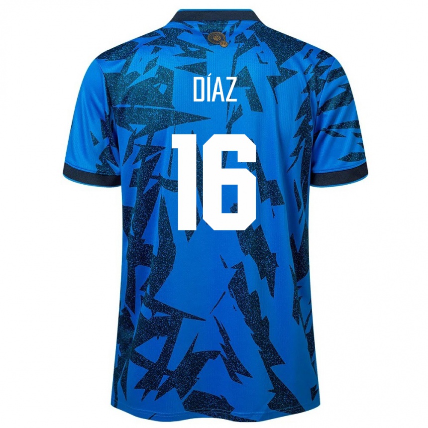 Herren Fußball El Salvador Wilber Díaz #16 Blau Heimtrikot Trikot 24-26 T-Shirt Luxemburg