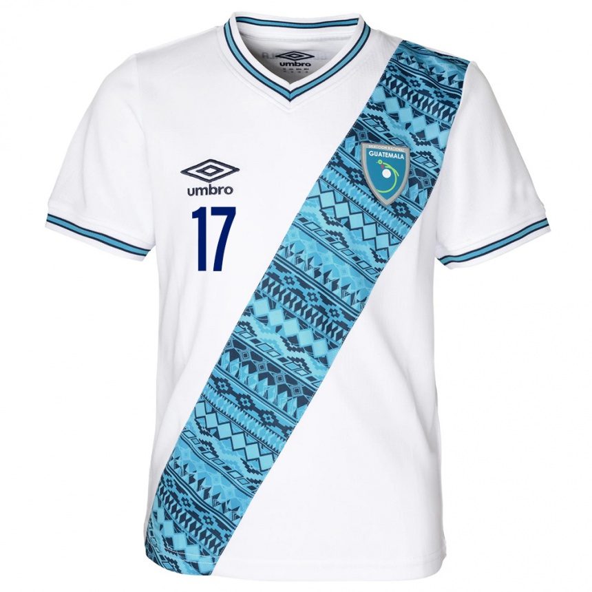 Herren Fußball Guatemala Óscar Castellanos #17 Weiß Heimtrikot Trikot 24-26 T-Shirt Luxemburg