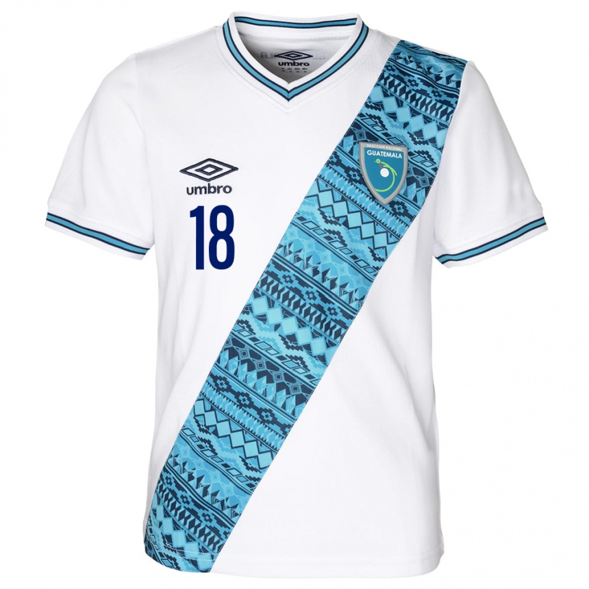 Herren Fußball Guatemala Óscar Santis #18 Weiß Heimtrikot Trikot 24-26 T-Shirt Luxemburg