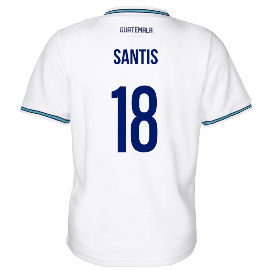 Herren Fußball Guatemala Óscar Santis #18 Weiß Heimtrikot Trikot 24-26 T-Shirt Luxemburg