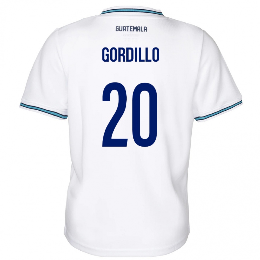 Herren Fußball Guatemala Gerardo Gordillo #20 Weiß Heimtrikot Trikot 24-26 T-Shirt Luxemburg