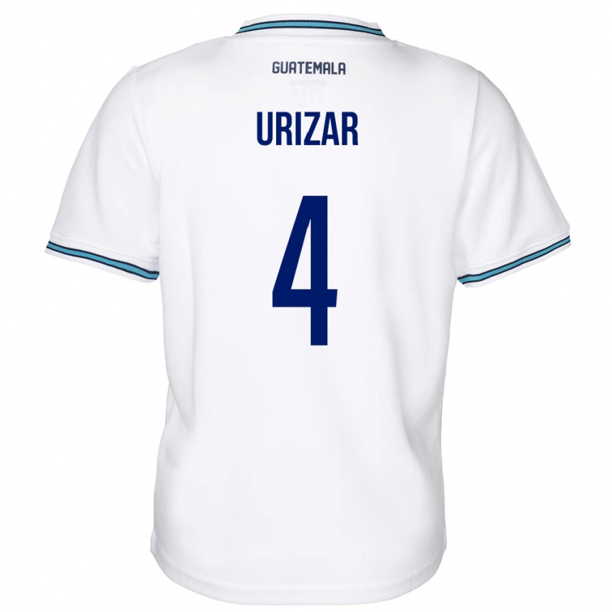 Herren Fußball Guatemala Jeshua Urizar #4 Weiß Heimtrikot Trikot 24-26 T-Shirt Luxemburg