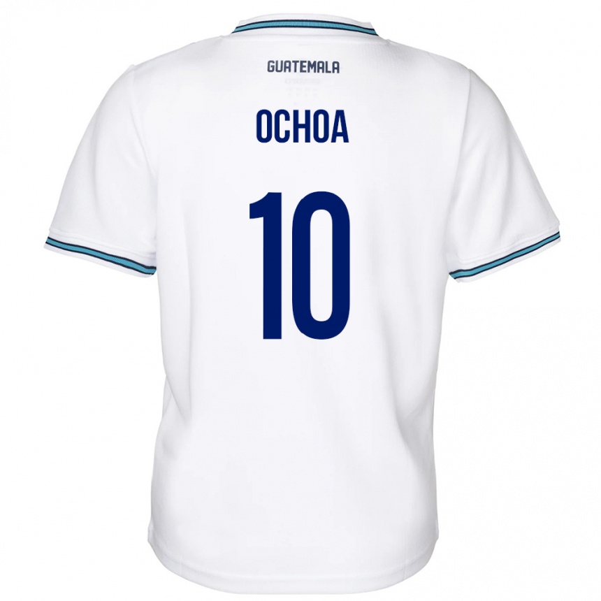 Herren Fußball Guatemala José Ochoa #10 Weiß Heimtrikot Trikot 24-26 T-Shirt Luxemburg