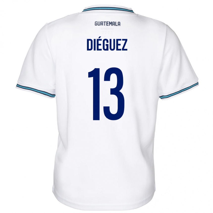 Herren Fußball Guatemala Jonathan Diéguez #13 Weiß Heimtrikot Trikot 24-26 T-Shirt Luxemburg