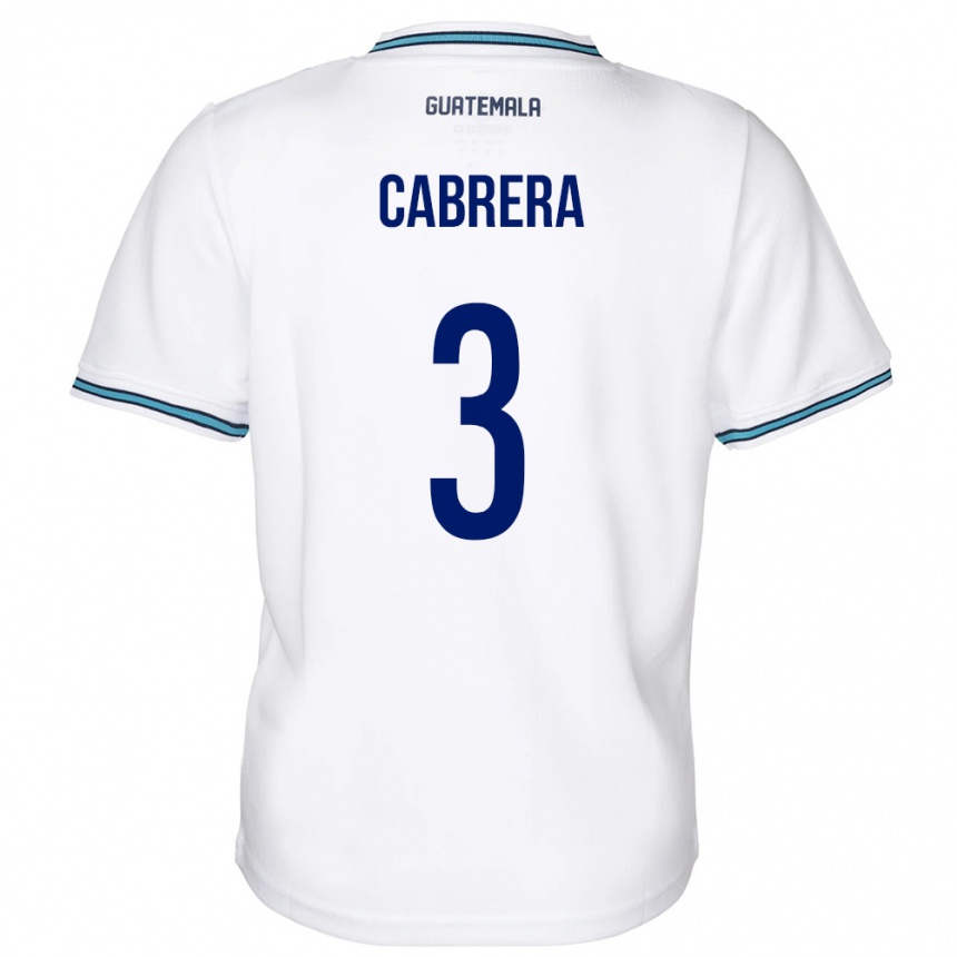 Herren Fußball Guatemala Gabriel Cabrera #3 Weiß Heimtrikot Trikot 24-26 T-Shirt Luxemburg