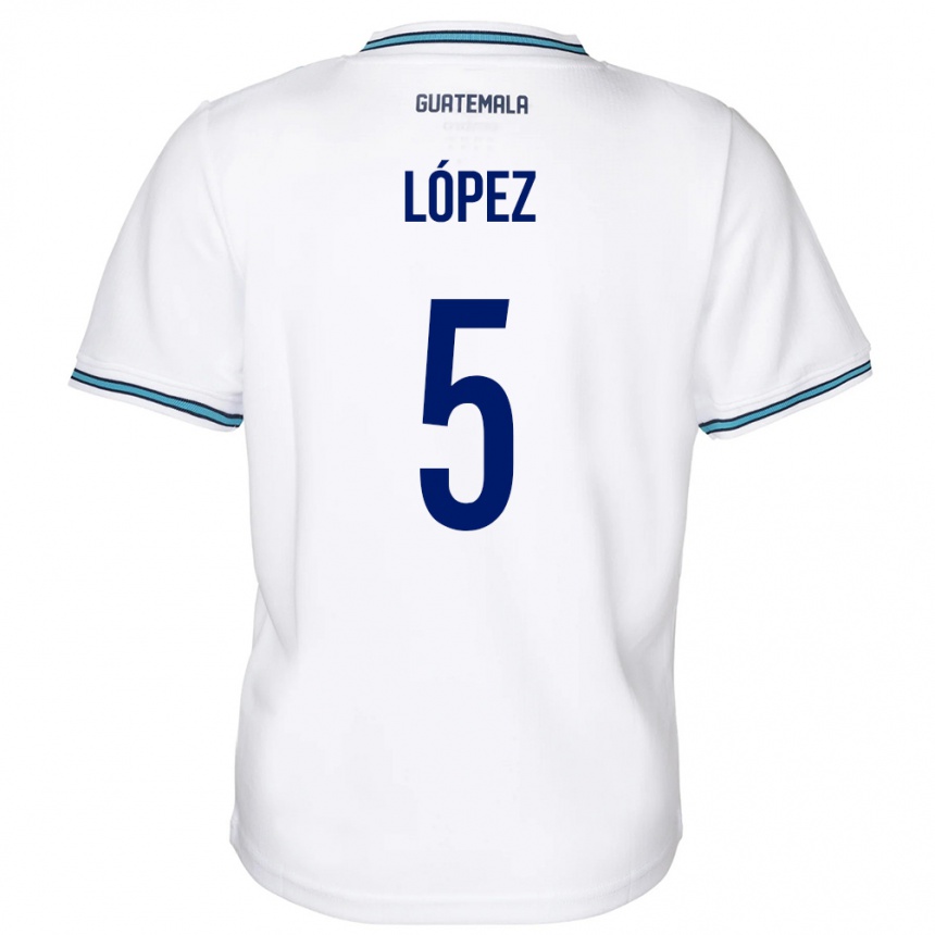 Herren Fußball Guatemala Jeffery López #5 Weiß Heimtrikot Trikot 24-26 T-Shirt Luxemburg